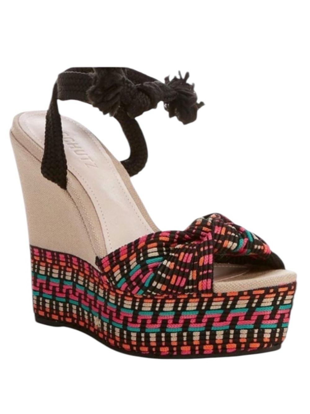 Schutz Deluna Ankle Tie Espadrille Wedge Sandals - Picture 3 of 9